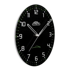 Sklenené nástenné hodiny s tichým chodom PRIM Speedline - čierno-zelené - E09.5530.9040