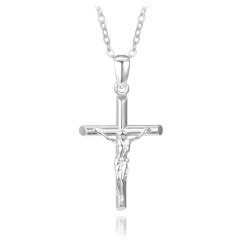 MINET Stříbrný náhrdelník JEŽÍŠ NA KŘÍŽI