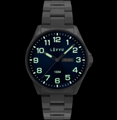 Ocelové pánské hodinky LAVVU BERGEN Blue se svítícími čísly  LWM0141