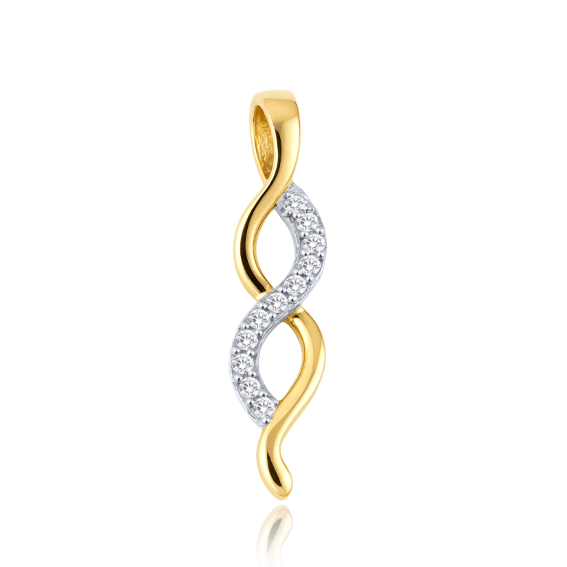 MINET Elegantní zlatý přívěsek s bílým zirkonem Au 585/1000 0,65g MINET Elegantní zlatý přívěsek s bílým zirkonem Au 585/1000 0,65g
