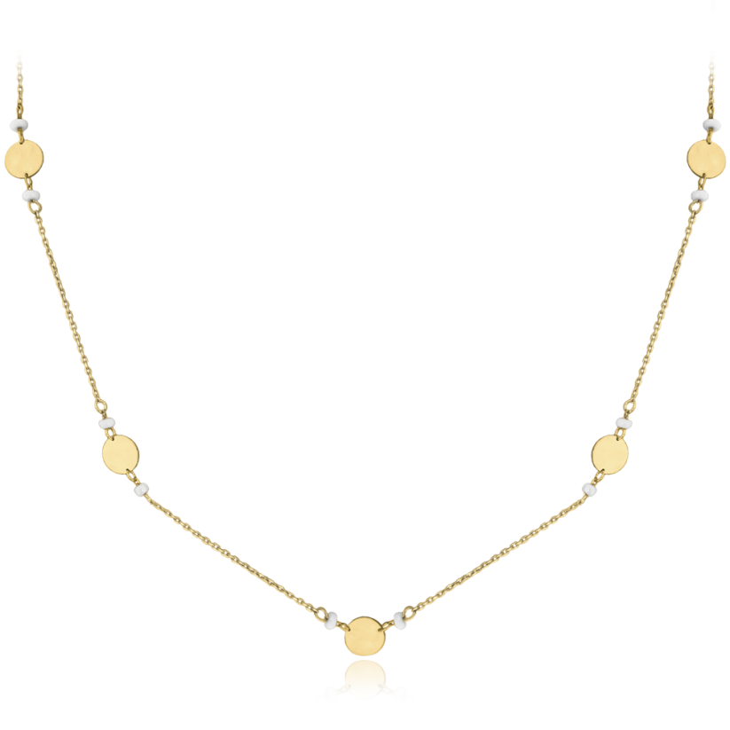 MINET Zlatý náhrdelník s prírodnými perlami Au 585/1000 1,70 g