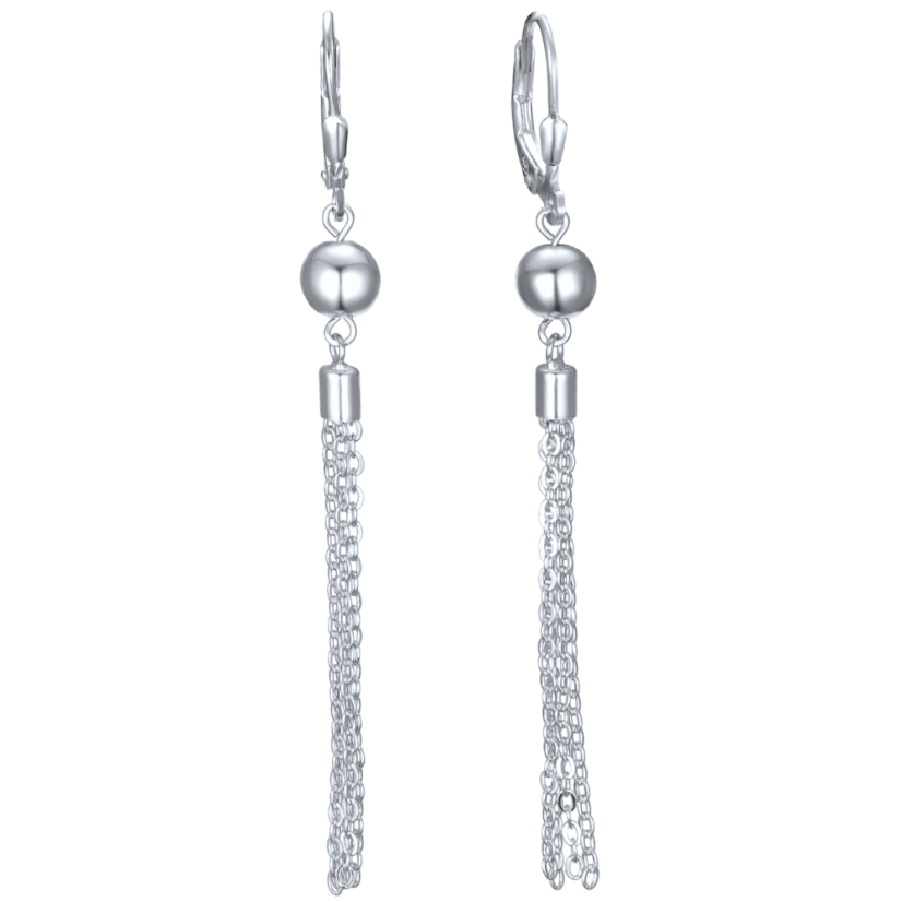 MINET Retiazkové strieborné visiace náušnice s guličkami