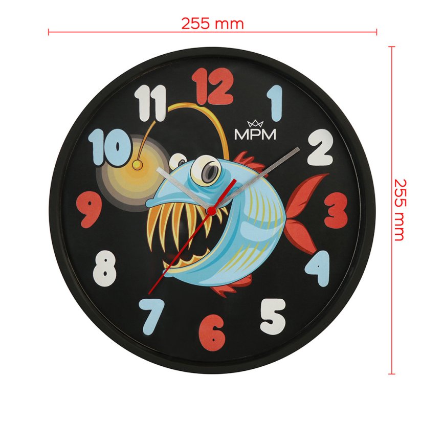 Dětské nástěnné hodiny s tichým chodem MPM ryba - E01M.4269.90