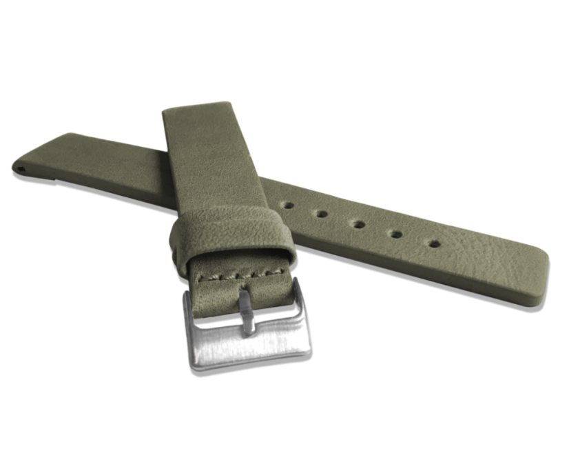 LAVVU Olivově zelený hladký řemínek PLAIN z luxusní kůže Top Grain - 18