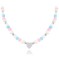 MINET Stříbrný náhrdelník s přírodními perlami a barevnými kuličkami - Ag 925/1000 20,85g