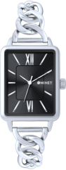 MINET Stříbrno-černé dámské hodinky SIENA se stříbrným ocelovým řemínkem