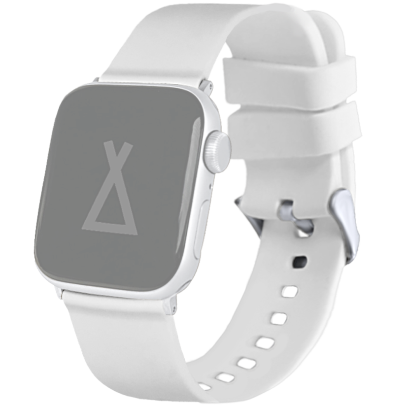 LAVVU Bílý silikonový řemínek na hodinky - stříbrný konektor pro APPLE WATCH 38-40 mm