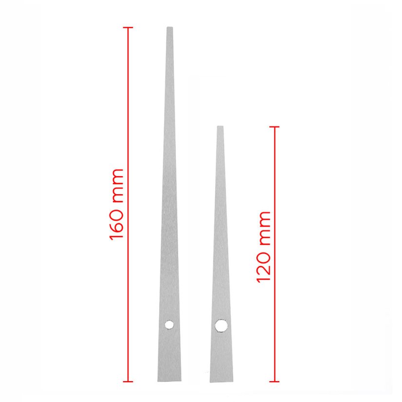 Kovové hodinové ručičky B28 (137 mm, 92 mm) - stříbrné - Ručičky hod B28 pár stříbrné