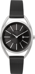 MINET Stříbrno-černé dámské hodinky ICON BLACK MESH
