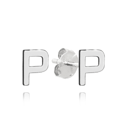 MINET Strieborné náušnice písmeno "P"