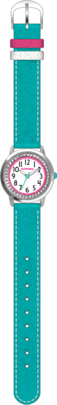 Tyrkysové trblietavé dievčenské detské hodinky so kamienkami CLOCKODILE SPARKLE