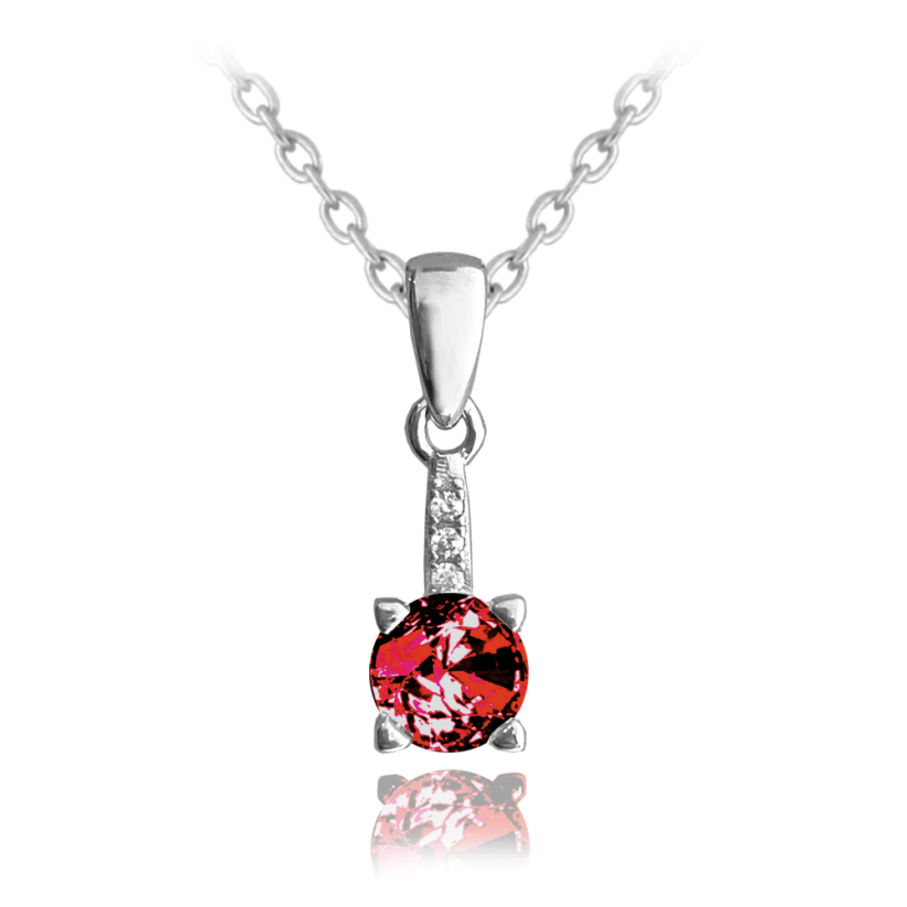 MINET Elegantný strieborný náhrdelník s červenými zirkónmi