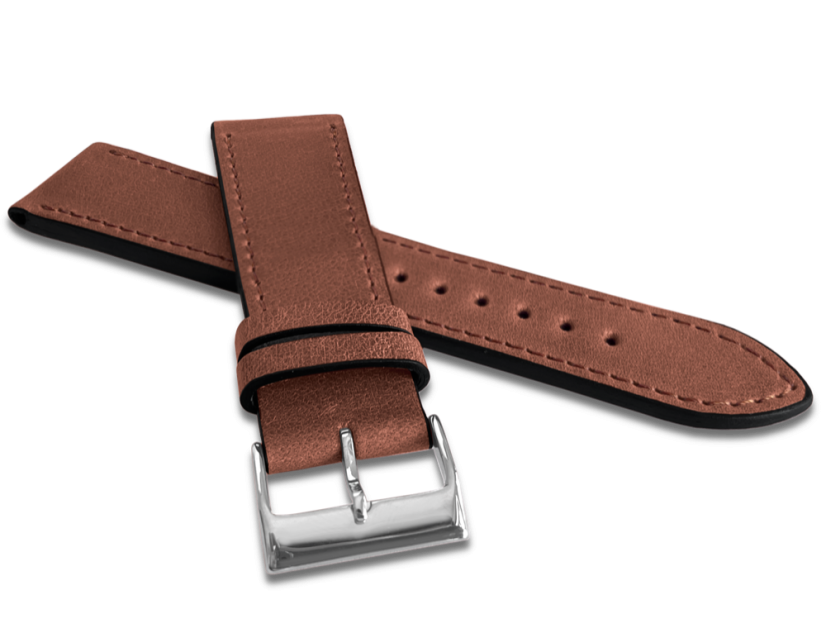 LAVVU Hnedý prešitý remienok SLIM z luxusnej kože Top Grain - 24