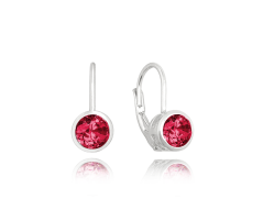MINET Decentní stříbrné náušnice s červenými zirkony