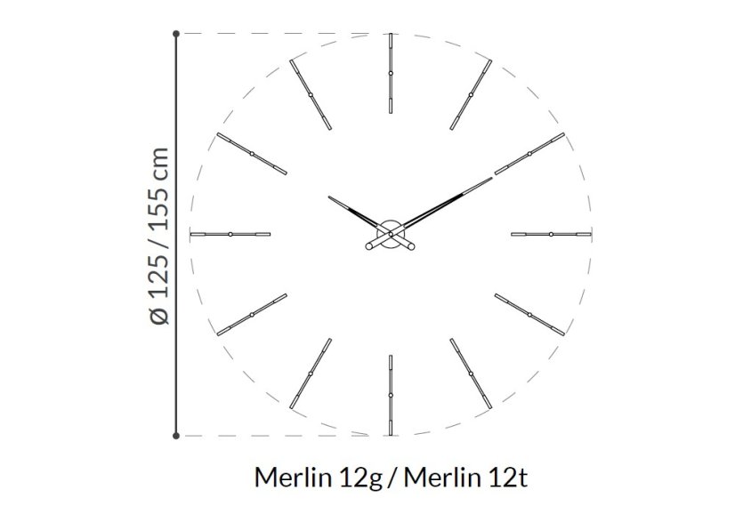 Dizajnové nástenné hodiny Nomon Merlin Walnut Graphite 125cm