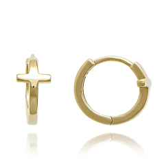 MINET Elegantné zlaté náušnice krížiky Au 585/1000 2,15g