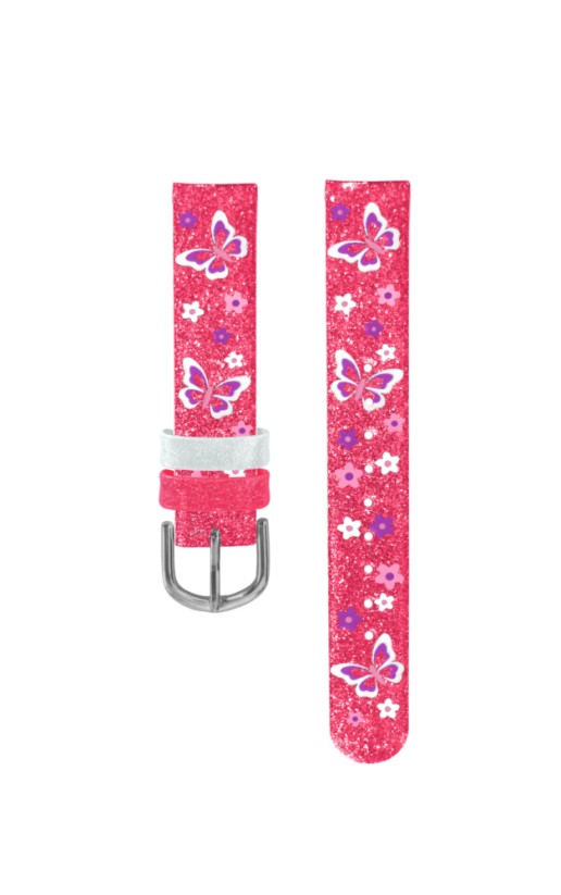 Růžový řemínek s motýly k dětským hodinkám CLOCKODILE CSG5042