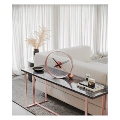 Dizajnové stolné hodiny Endless brushed pink/black 32cm