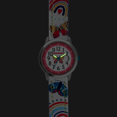 CLOCKKODIEL Biele dievčenské detské hodinky MOTÝĽ