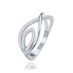 MINET Luxusní stříbrný prsten s bílými zirkony vel. 59