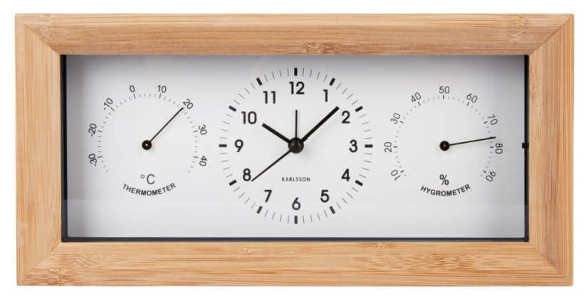Nástěnné-stolní hodiny s teploměrem a vlhkoměrem 5925WH Karlsson 26cm