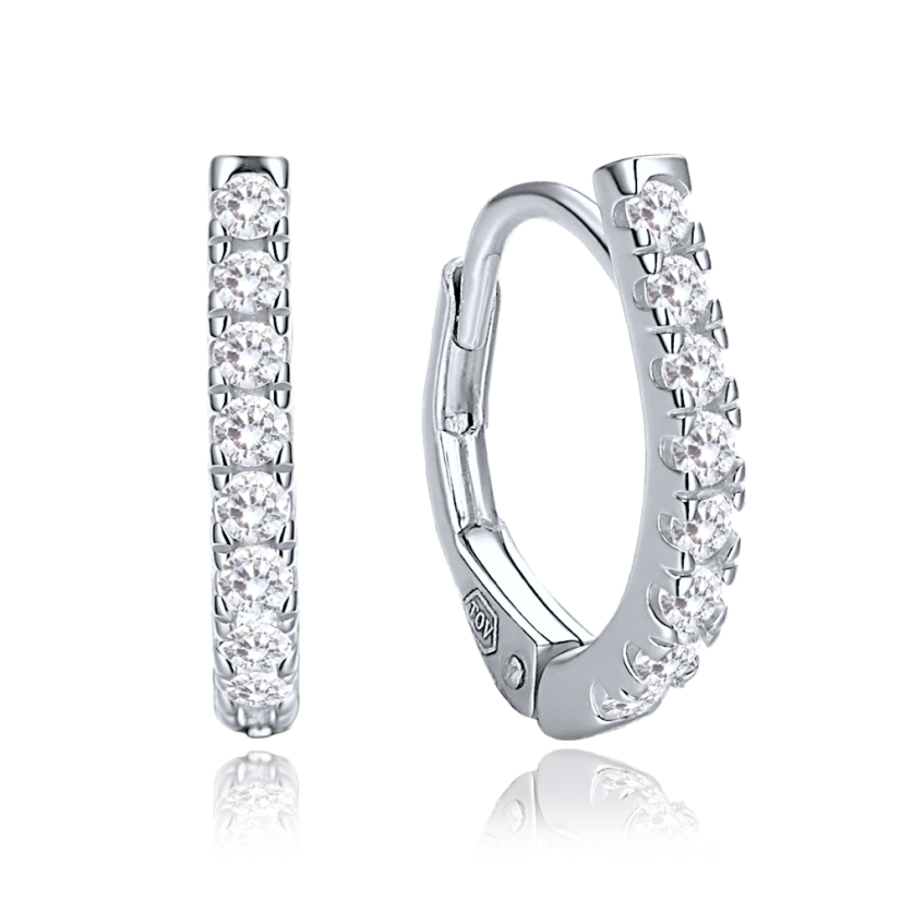 MINET Elegantné strieborné náušnice s bielymi zirkónmi