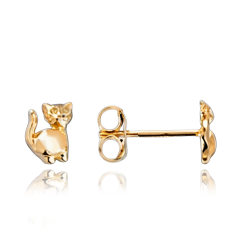 MINET Elegantné zlaté náušnice mačky Au 585/1000 0,95g