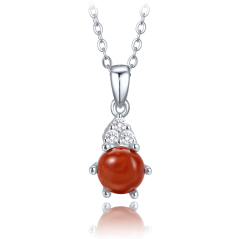 MINET Elegantní stříbrný náhrdelník s jaspisem a zirkonem