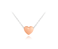 MINET Rose gold stříbrný náhrdelník LOVE se srdíčkem