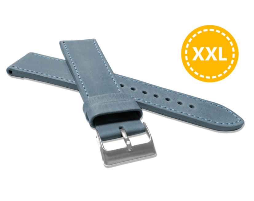XXL Prodloužený prošitý modrý řemínek LAVVU SPORT z luxusní kůže Top Grain - 22 XXL LSAXJ22 XXL Prodloužený prošitý modrý řemínek LAVVU SPORT z luxusní kůže Top Grain - 22 XXL LSAXJ22