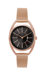 Ružovo-čierne dámske hodinky MINET ICON ROSE GOLD BLACK MESH