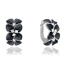 Černé rozkvetlé stříbrné náušnice MINET FLOWERS se zirkony JMAS5034BE00