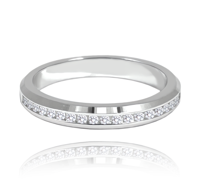 MINET+ Stříbrný snubní prsten s bílými zirkony vel. 53