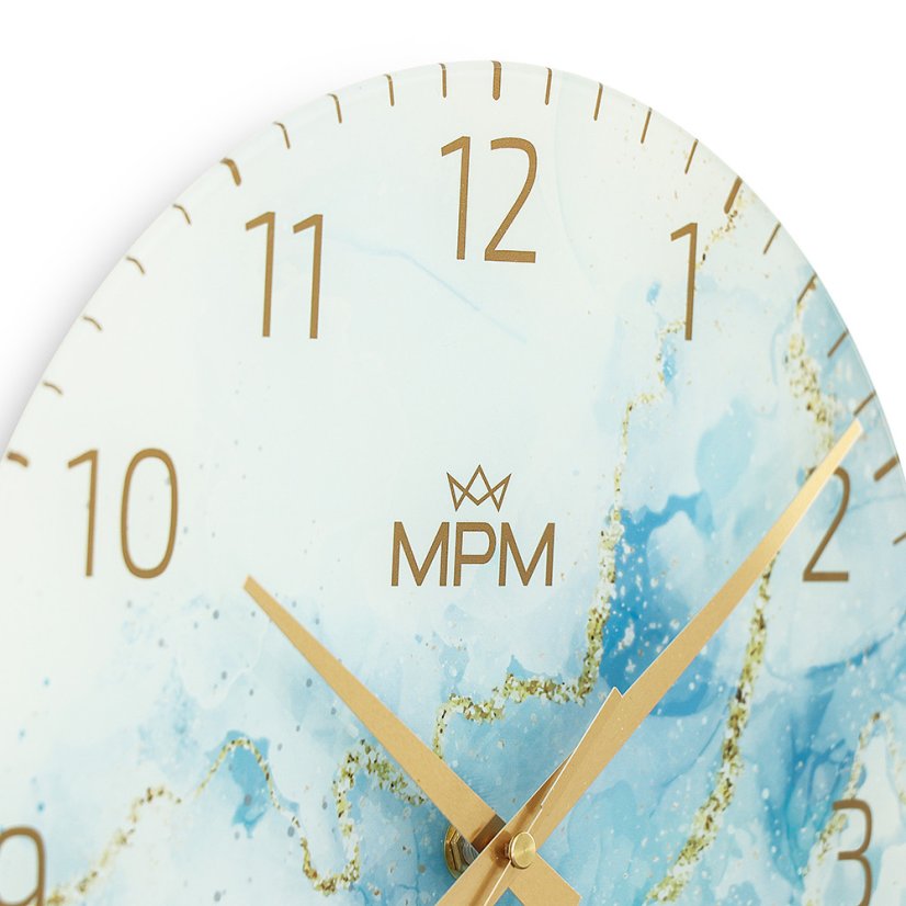 Nástěnné skleněné hodiny s tichým chodem MPM Onyx - E09.4375