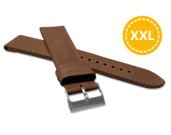 LAVVU XXL Prodloužený prošitý hnědý řemínek SPORT z luxusní kůže Top Grain - 22 XXL