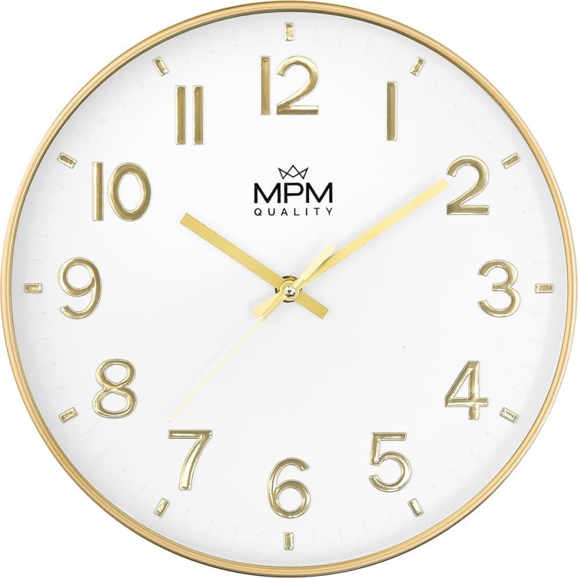 Nástenné hodiny s tichým chodom MPM Aurumis - zlaté - E01.4593.80