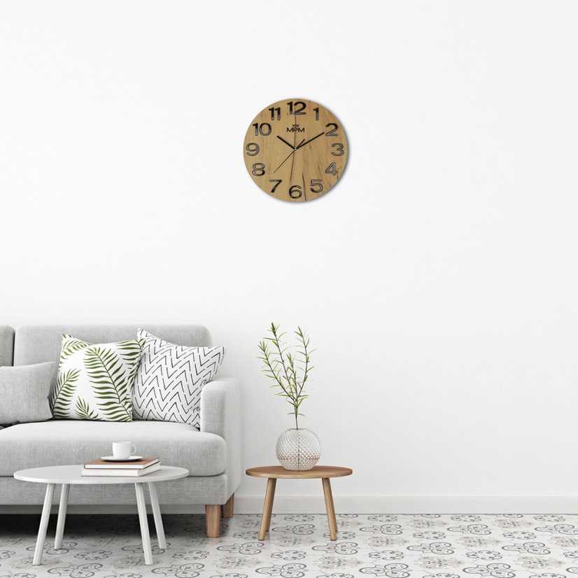 Nástenné hodiny s tichým chodom MPM Timber Simplicity - A - E07M.4222.5390