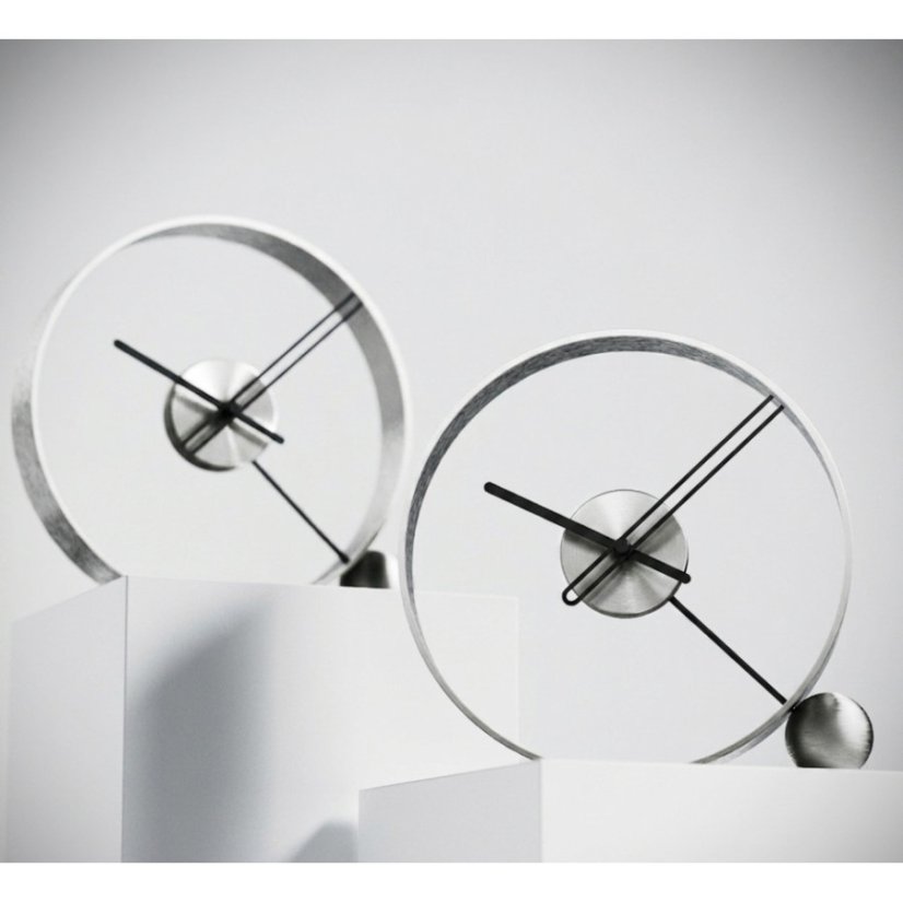 Dizajnové stolné hodiny Endless brushed silver/black 32cm