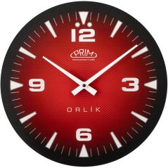 Skleněné nástěnné hodiny Prim Orlík III - černo-červené - E09.5541.9020