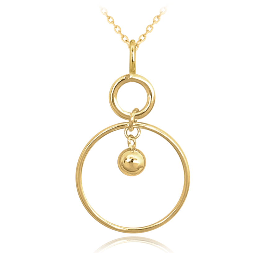 MINET Pozlátený moderný strieborný náhrdelník KRUH s guličkou