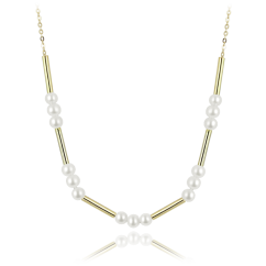 MINET Pozlátený strieborný náhrdelník s prírodnými perlami