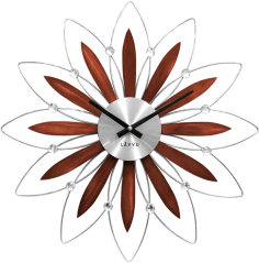Dřevěné stříbrné hodiny LAVVU CRYSTAL Flower LCT1111