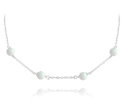 MINET Strieborný náhrdelník s bielymi opálkami