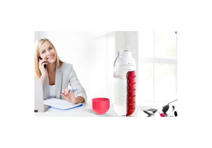 ASOBU multifunkční týdenní dávkovací láhev Pill Organizer červená 600ml