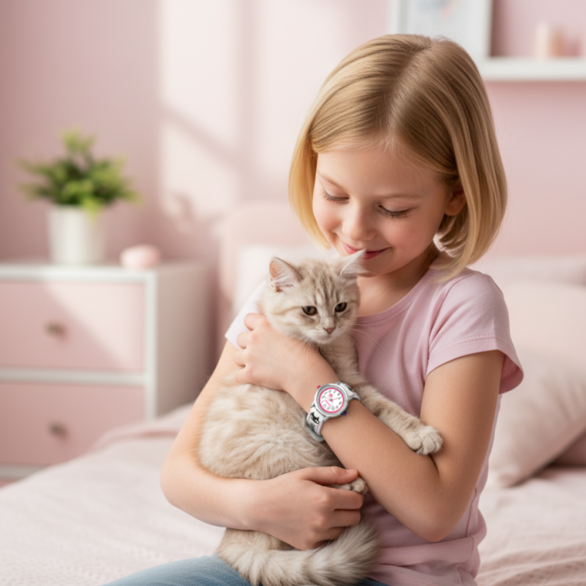 CLOCKODILE Biele dievčenské detské hodinky MAČKY