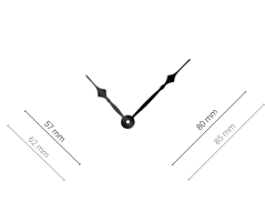 Stredné čierne hliníkové ručičky na hodiny Antik 80 mm | 57 mm