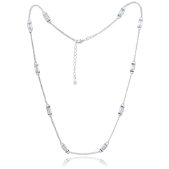 MINET Stříbrný náhrdelník s bílými zirkony Ag 925/1000 10,85g