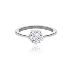 MINET Strieborný prsteň KYTIČKA s bielymi zirkónmi veľ. 56