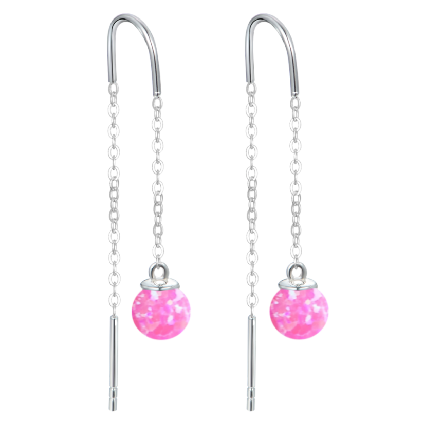 MINET Strieborné náušnice hanging balls s ružovými opálkami a zirkónom MINET Strieborné náušnice hanging balls s ružovými opálkami a zirkónom