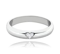 MINET+ Stříbrný snubní prsten se srdíčkem a bílými zirkony vel. 55